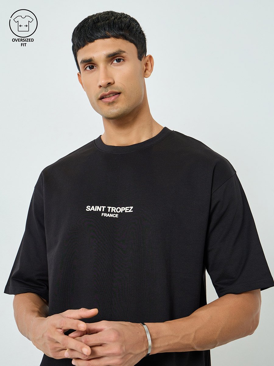 Men HD Print Crew Neck Oversized T-Shirt