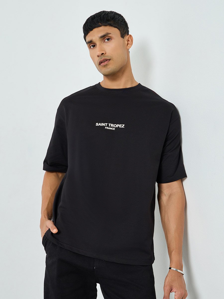Men HD Print Crew Neck Oversized T-Shirt
