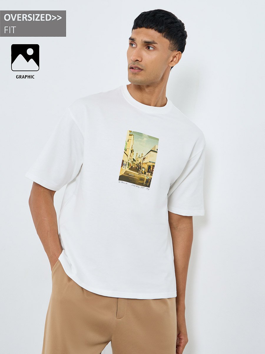 Men Oversized Graphic Print T-Shirt