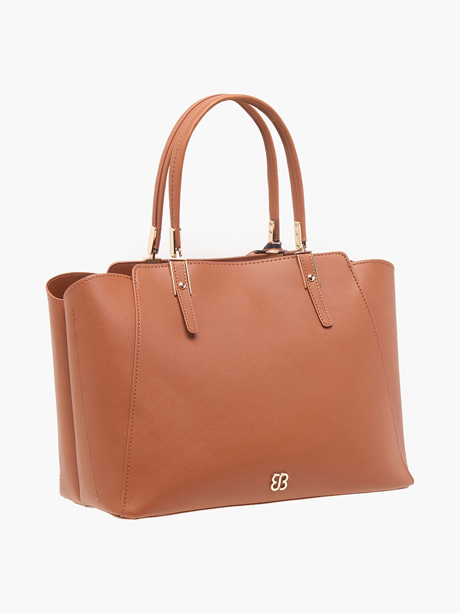 Monogram Print Tote Bag with Detachable Strap and Handles For
