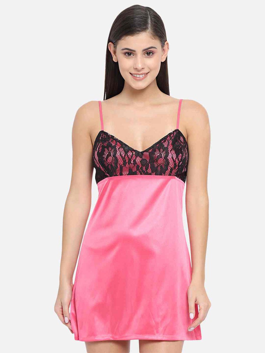 Lace Insert V Neck Strappy Babydoll