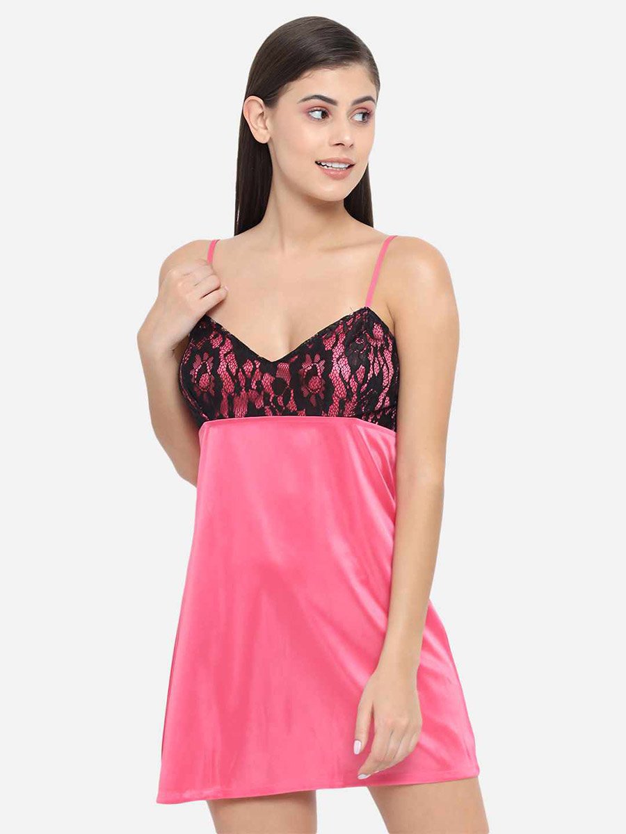 Lace Insert V Neck Strappy Babydoll