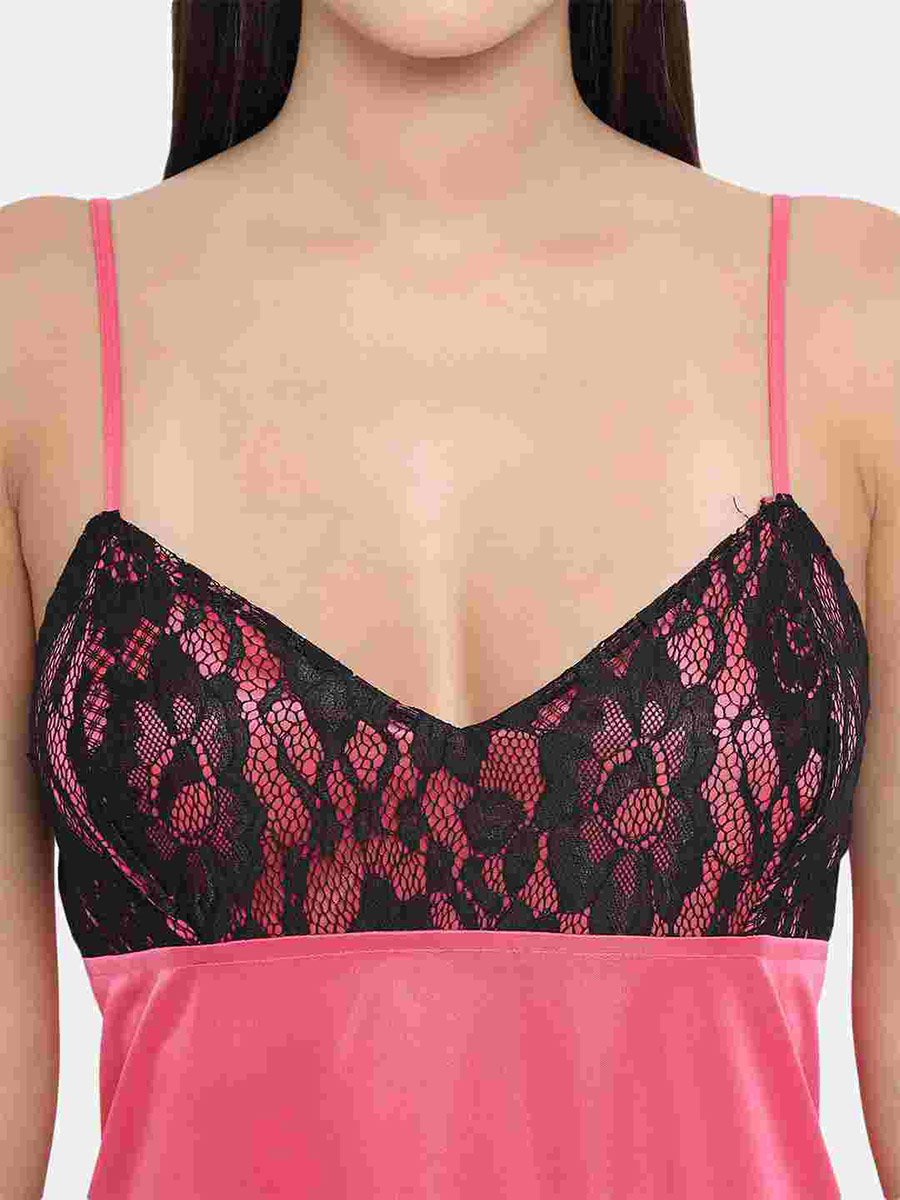 Lace Insert V Neck Strappy Babydoll