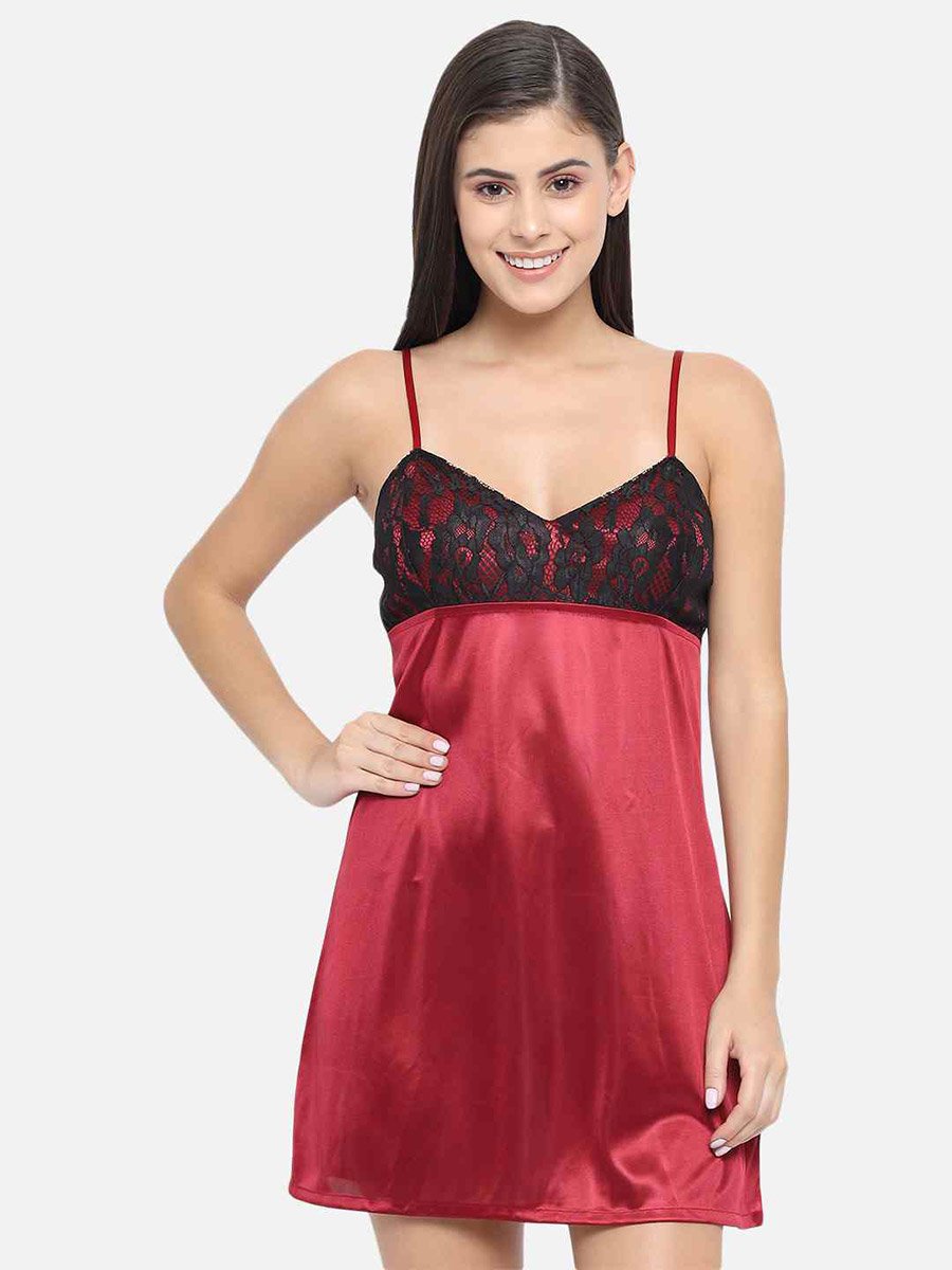 Lace Insert V Neck Strappy Babydoll