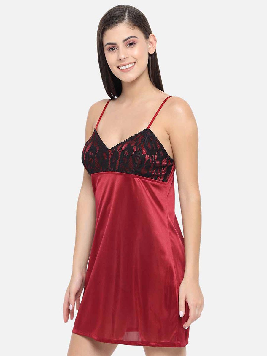 Lace Insert V Neck Strappy Babydoll