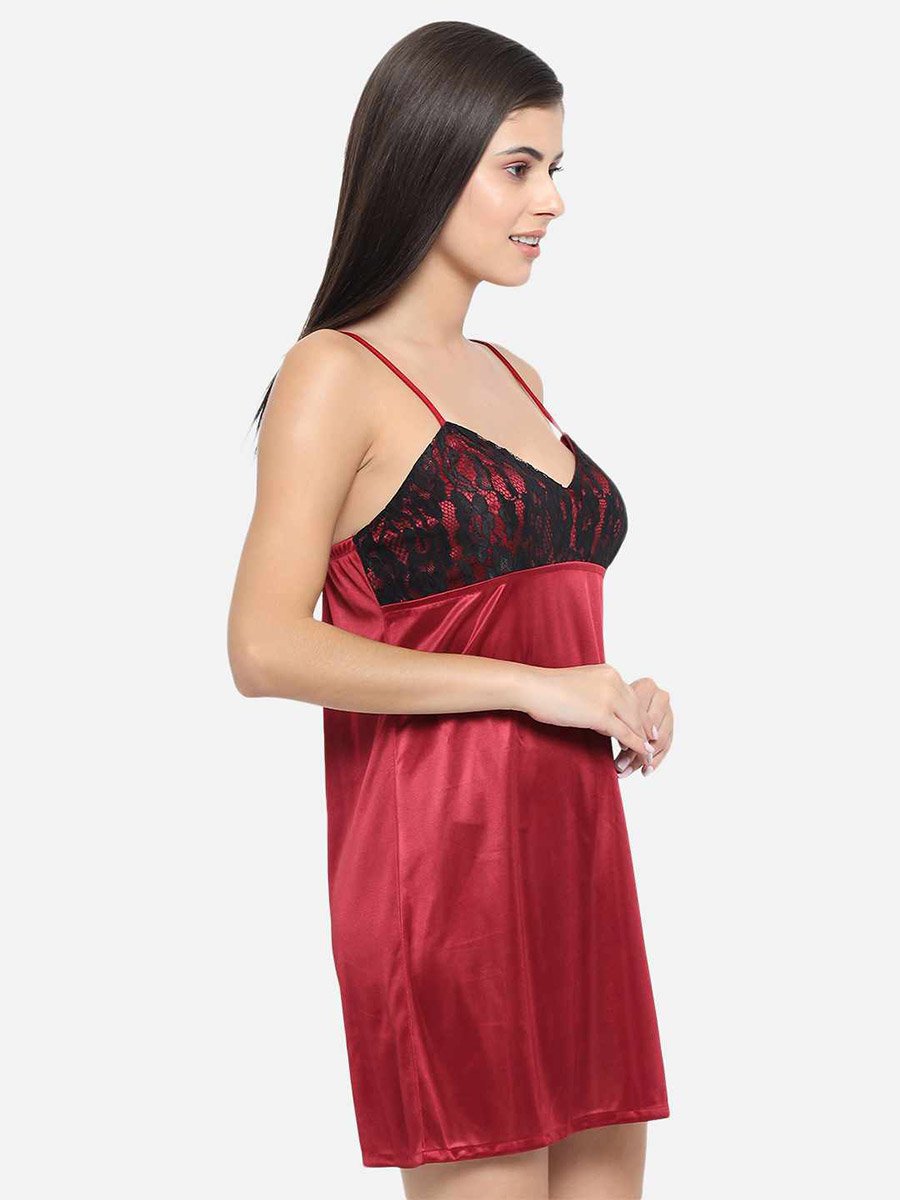 Lace Insert V Neck Strappy Babydoll