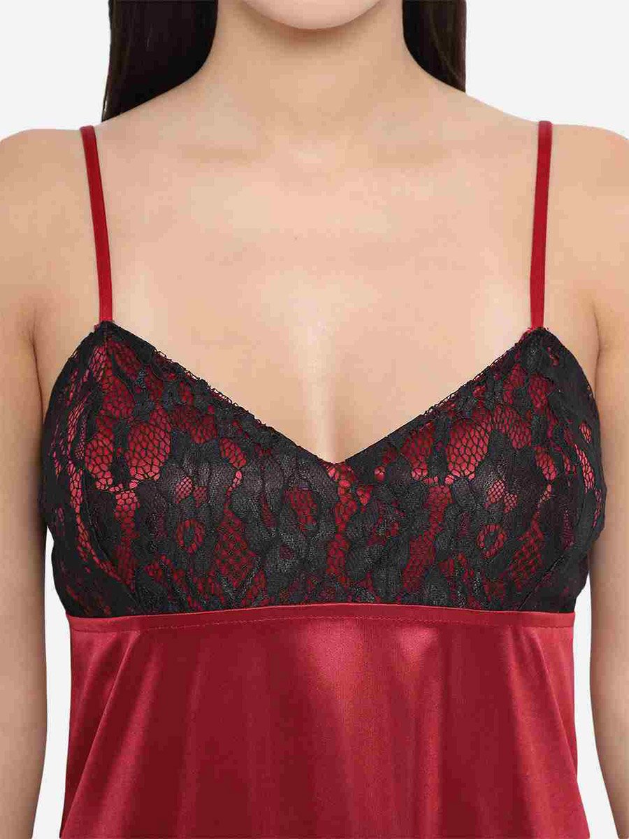 Lace Insert V Neck Strappy Babydoll