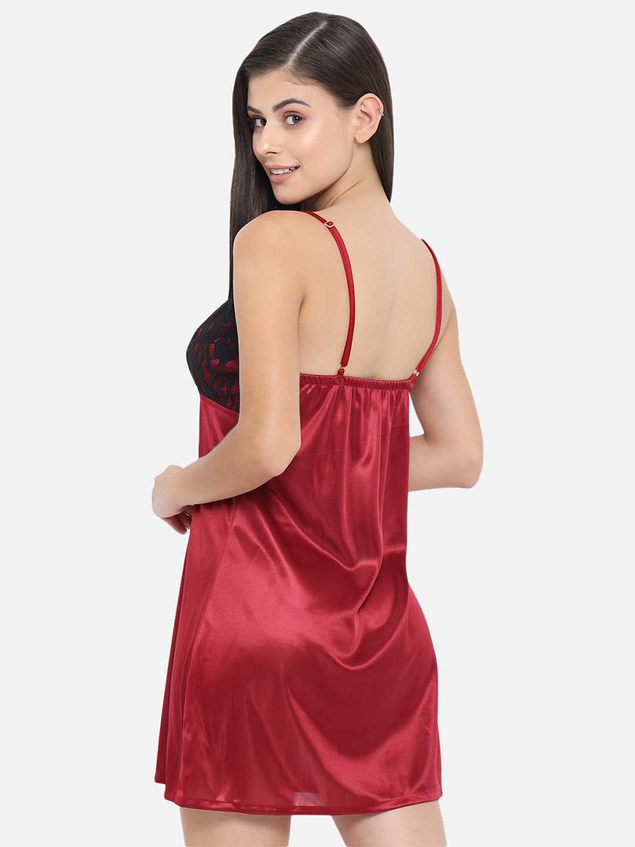 Lace Insert V Neck Strappy Babydoll