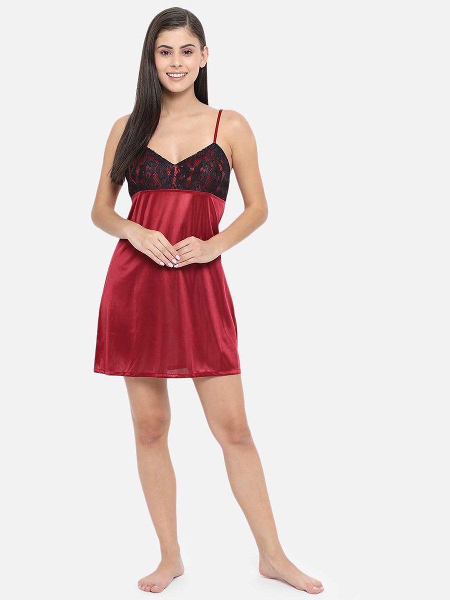 Lace Insert V Neck Strappy Babydoll
