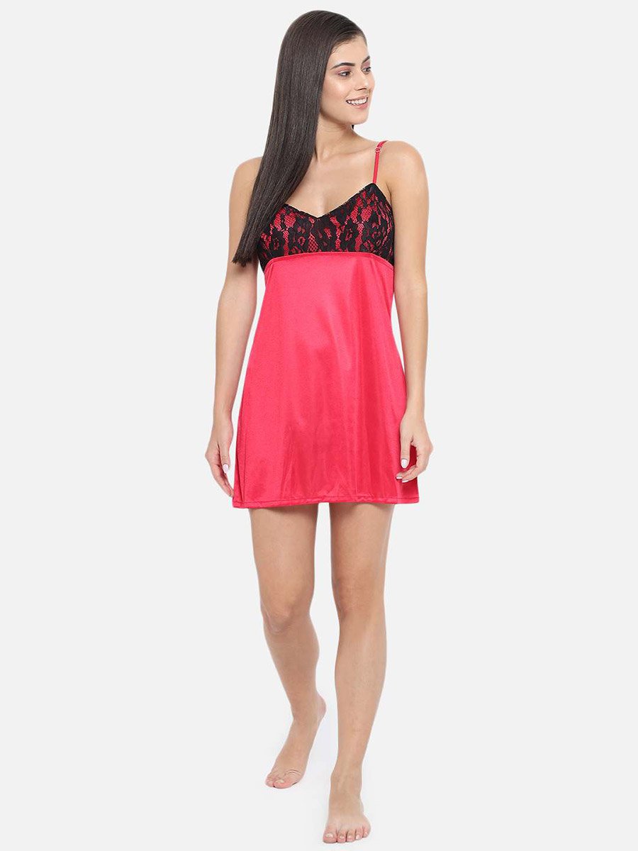 Lace Insert V Neck Strappy Babydoll