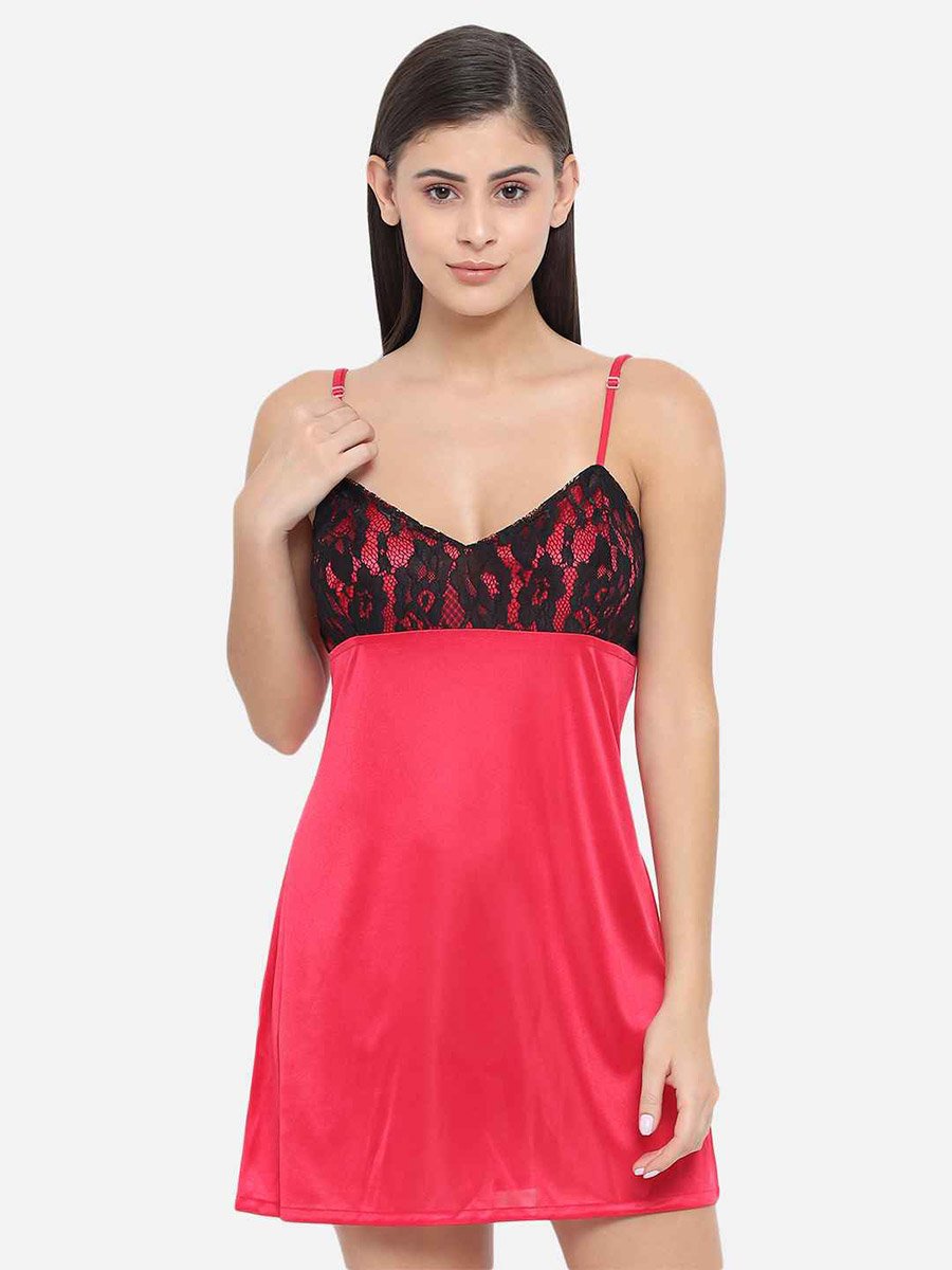 Lace Insert V Neck Strappy Babydoll