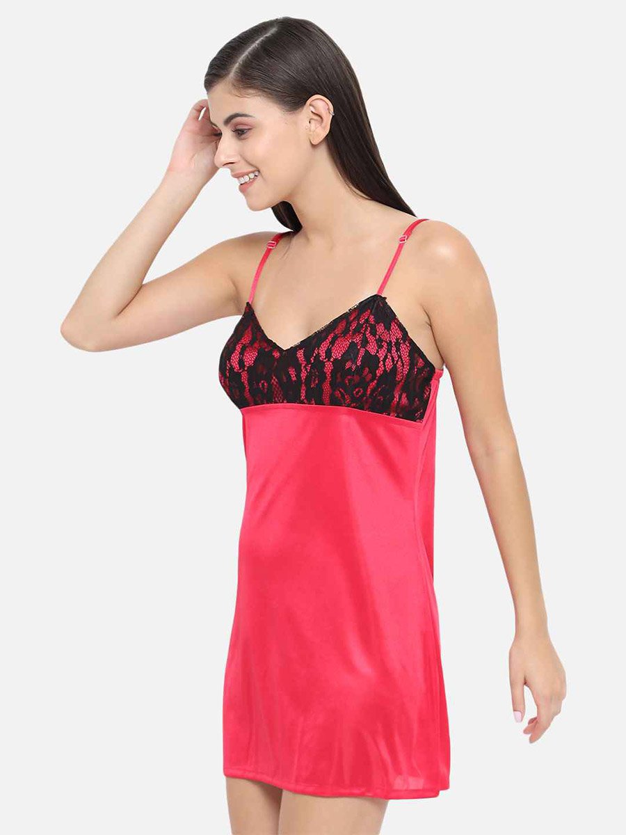 Lace Insert V Neck Strappy Babydoll