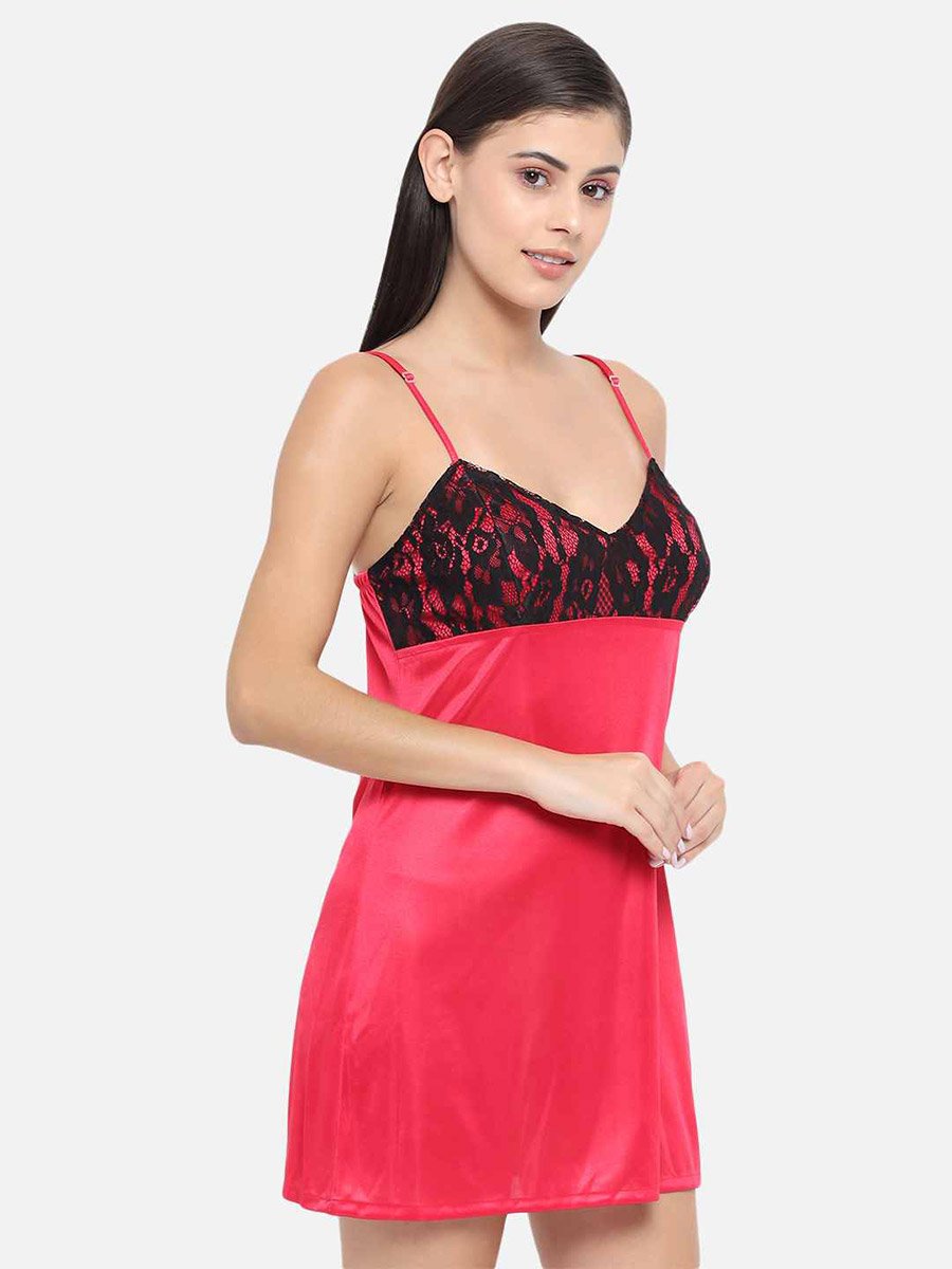 Lace Insert V Neck Strappy Babydoll