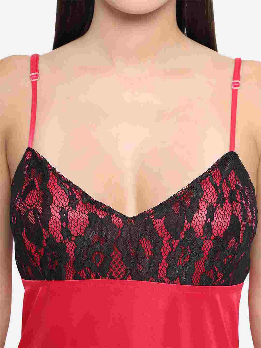 Lace Insert V Neck Strappy Babydoll