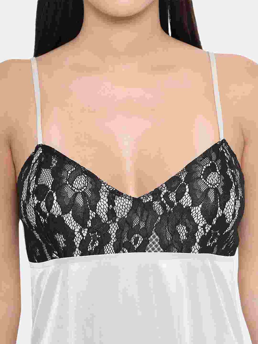 Lace Insert V Neck Strappy Babydoll