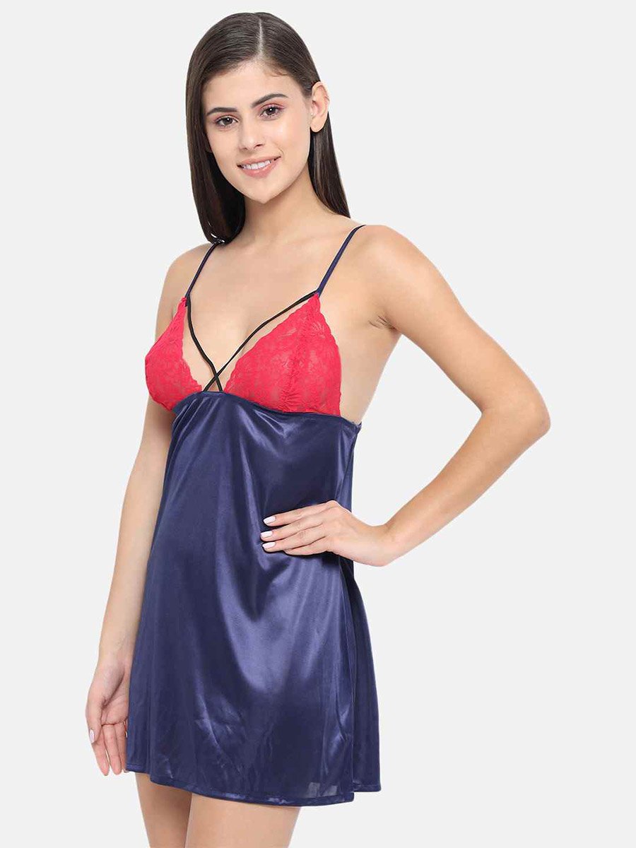 Lace Insert V Neck Strappy Babydoll