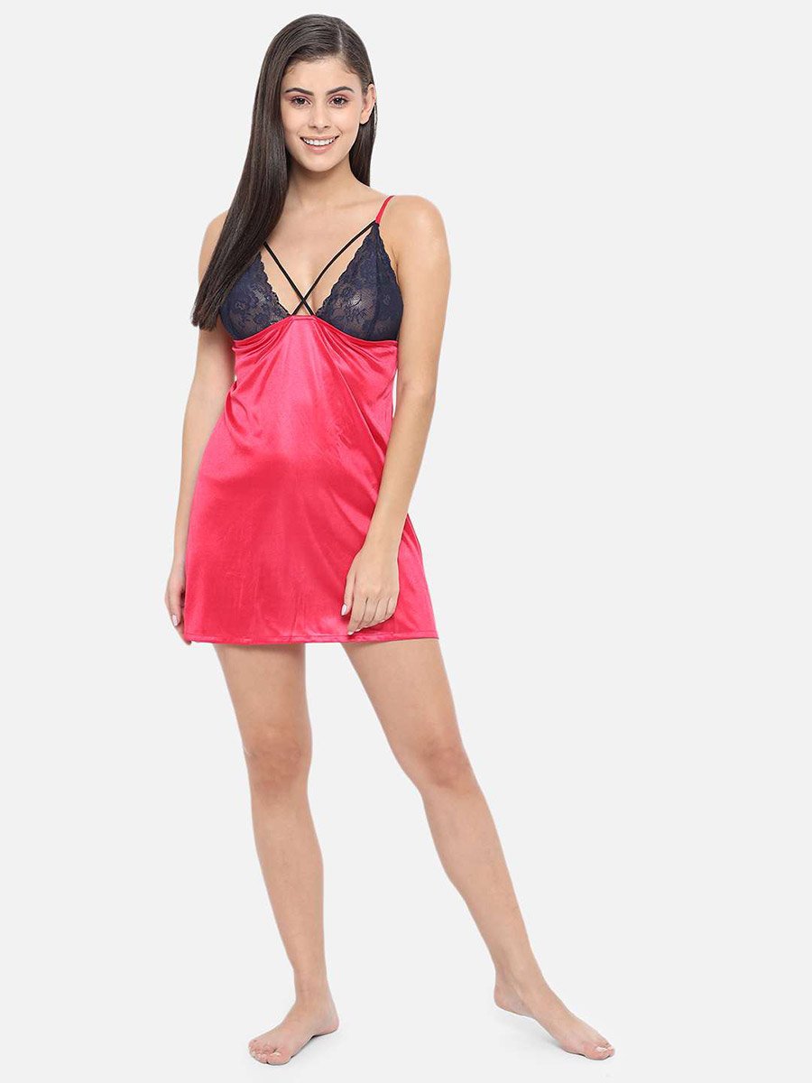 Lace Insert V Neck Strappy Babydoll