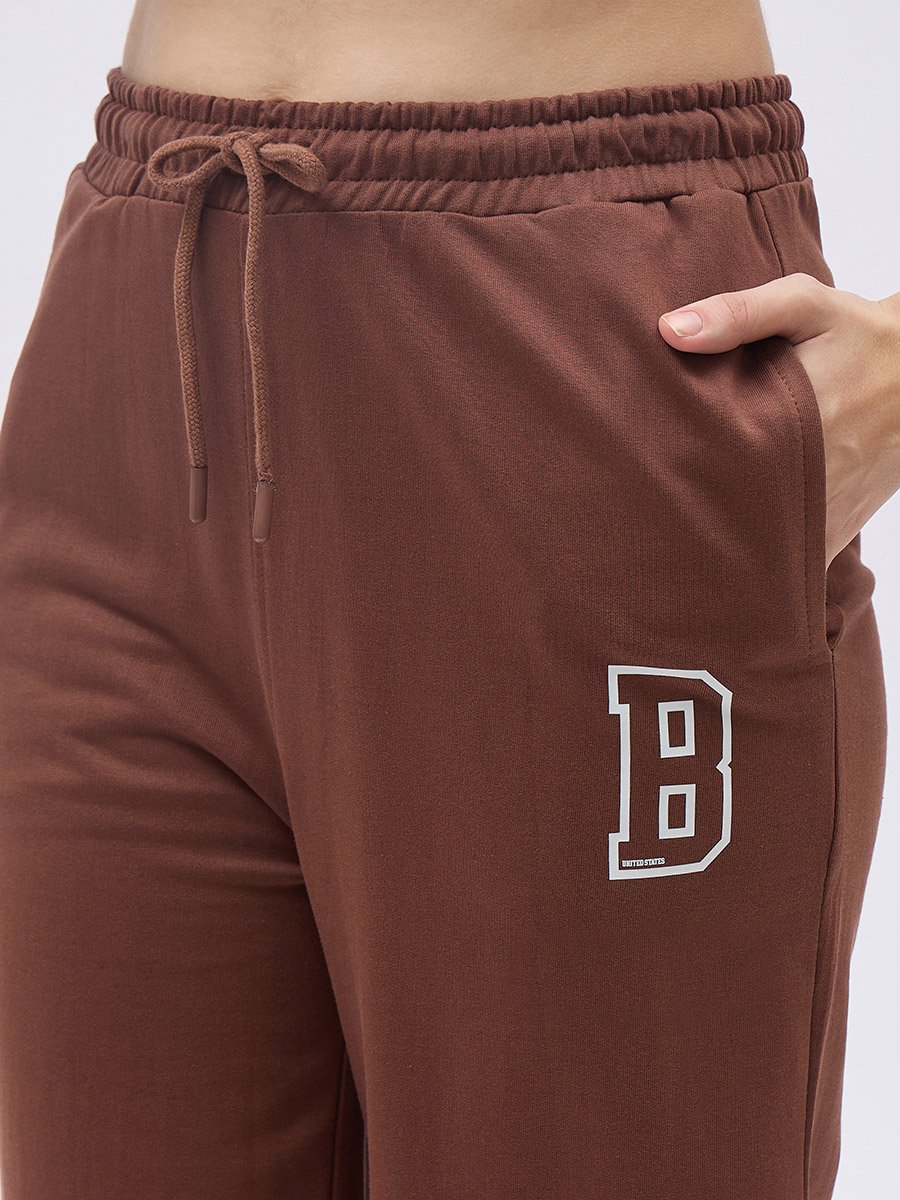 Brown Graphic Boxy T-Shirt and Wide Leg Joggers Co-Ords