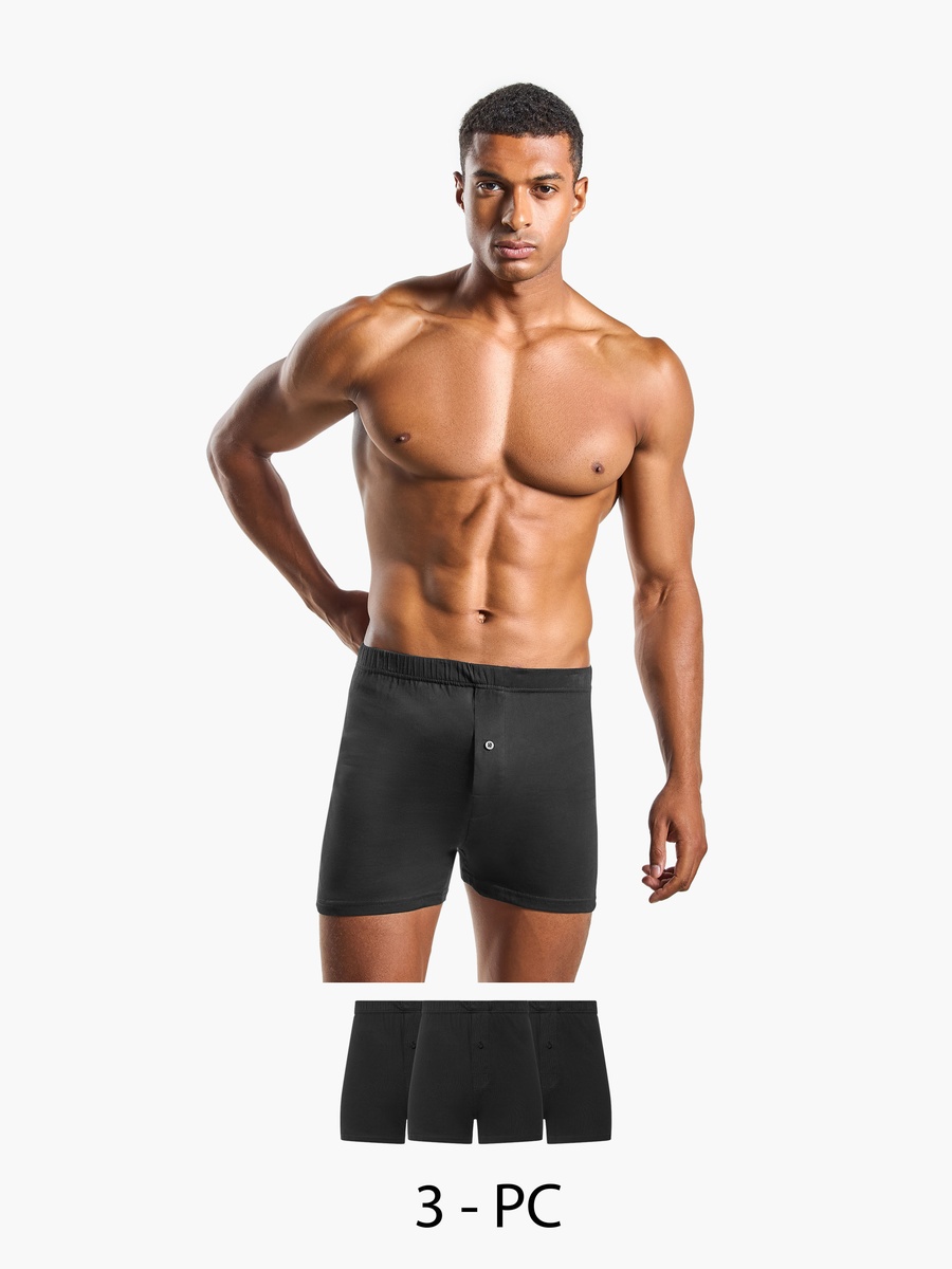 Boxer with Button Detail - Set of 3
