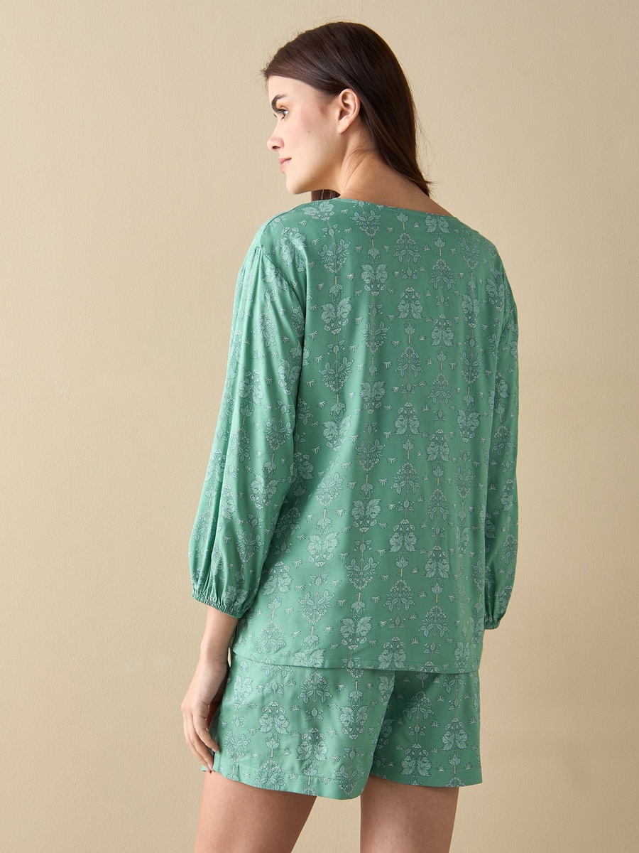 All-Over Floral Print Top and Shorts Set