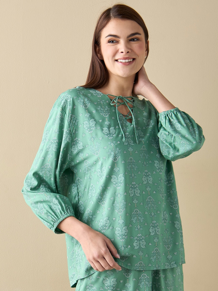All-Over Floral Print Top and Shorts Set
