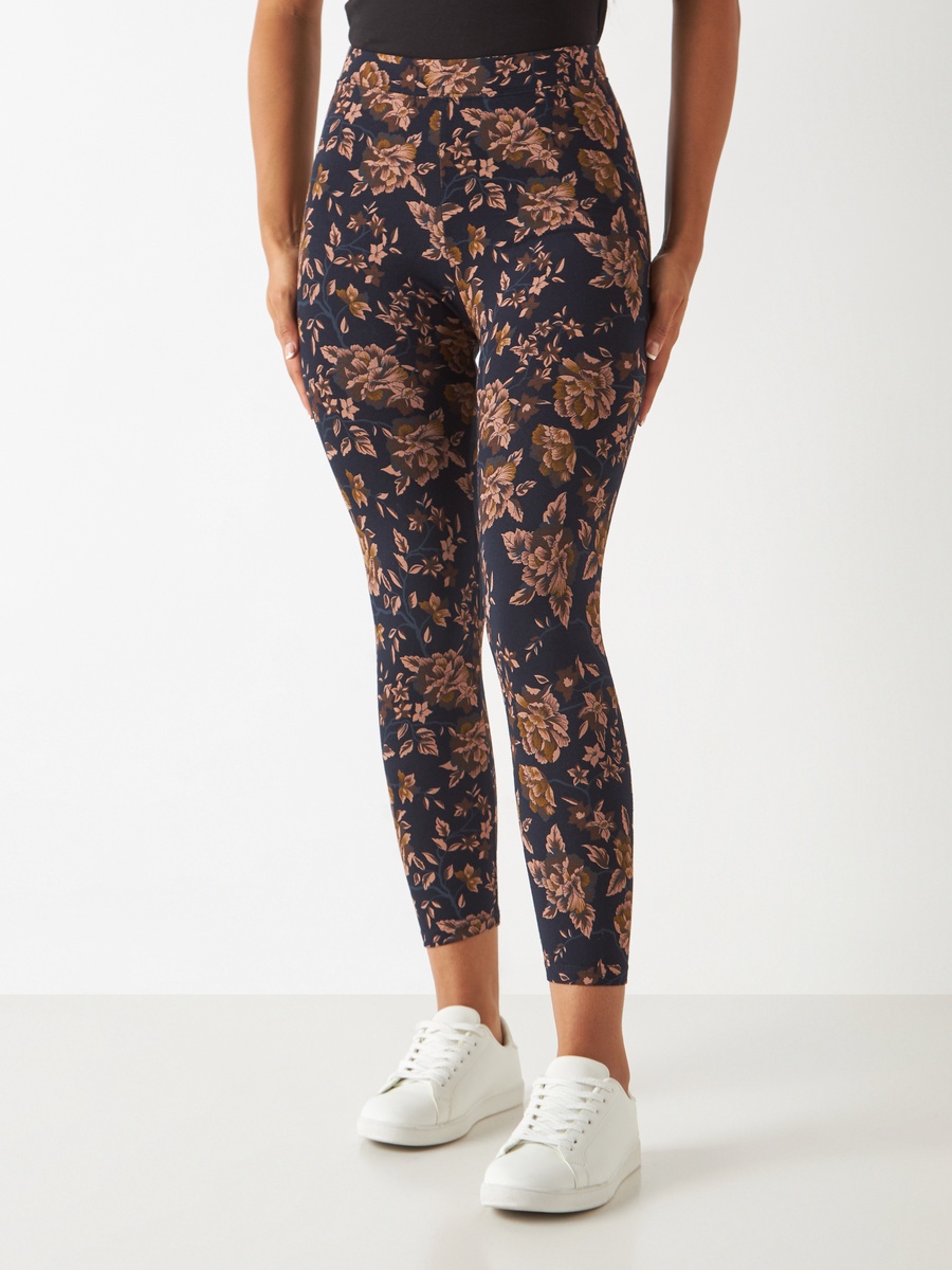 All-Over Floral Print 3/4 Leggings with Elasticated Waistband