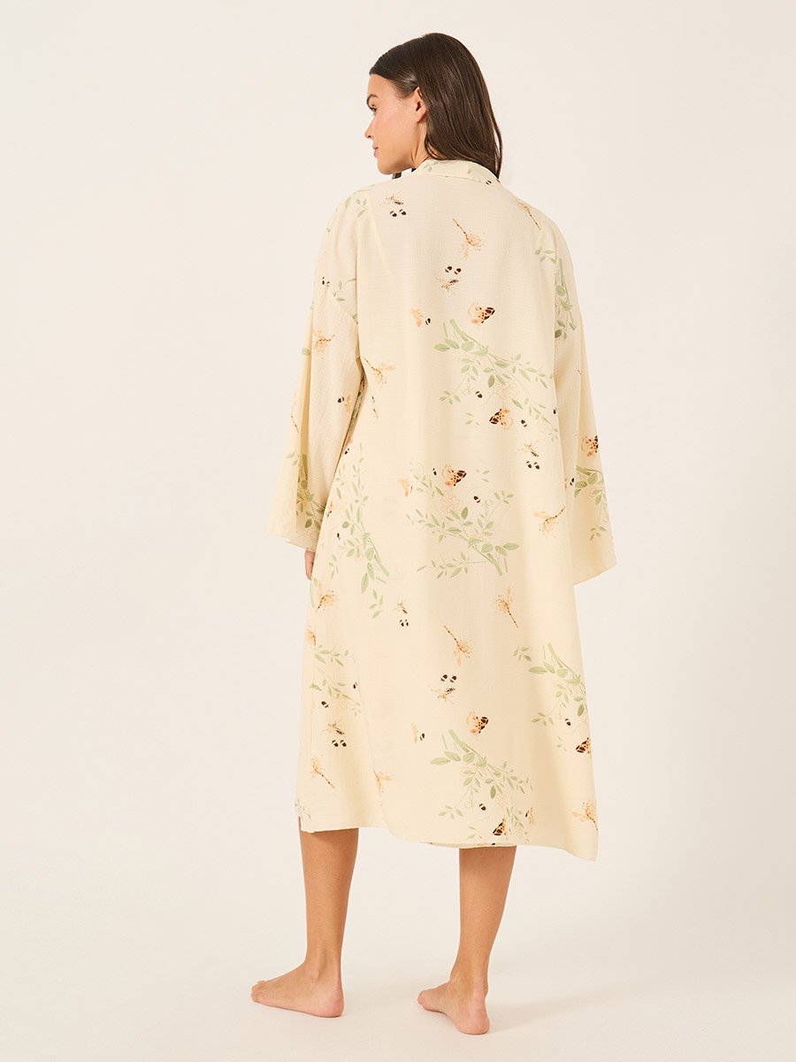 Floral Print Strappy Slip Dress and Robe Set