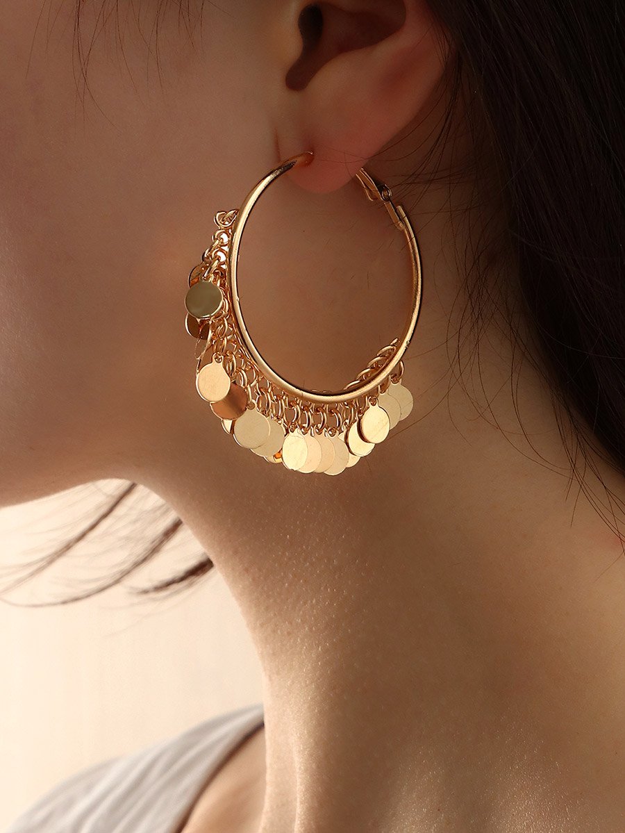 Round Tassel Hoop Earrings