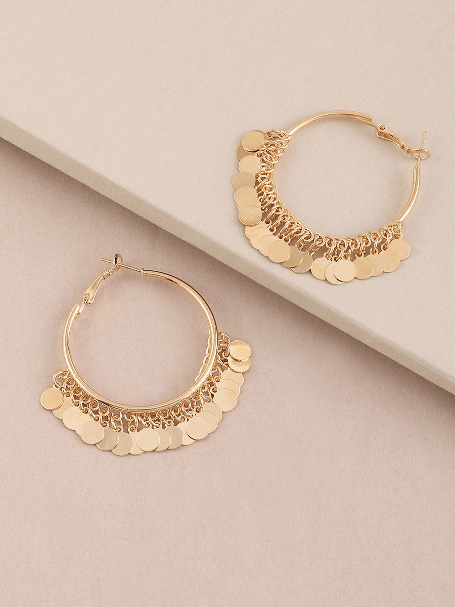 Round Tassel Hoop Earrings