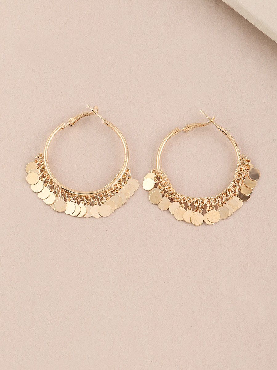 Round Tassel Hoop Earrings