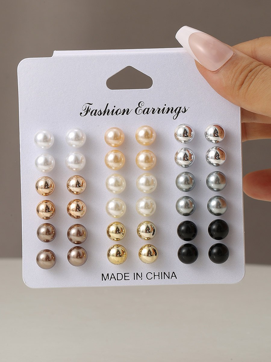 Set of 18 - Faux Pearl Earrings