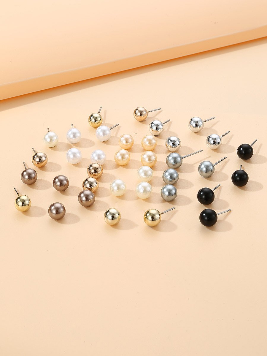 Set of 18 - Faux Pearl Earrings
