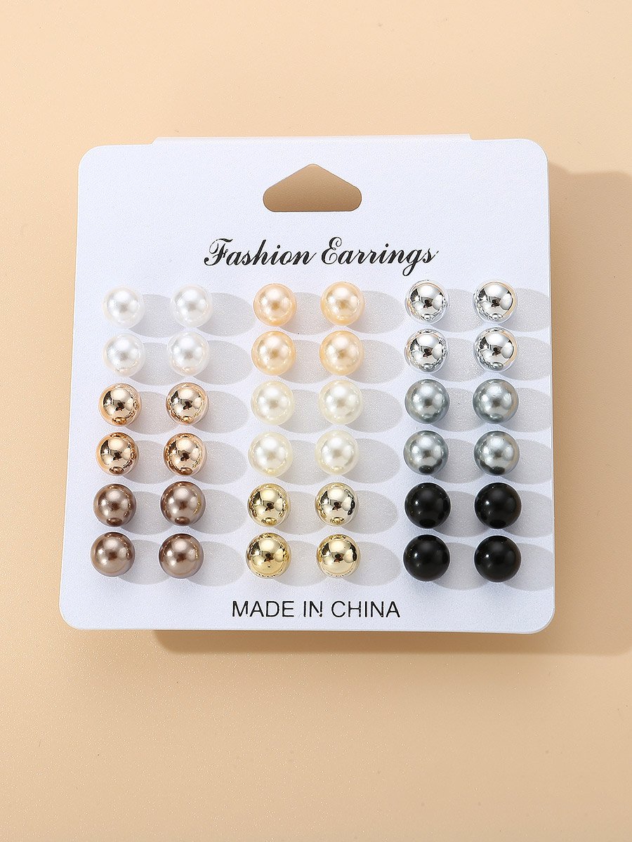 Set of 18 - Faux Pearl Earrings