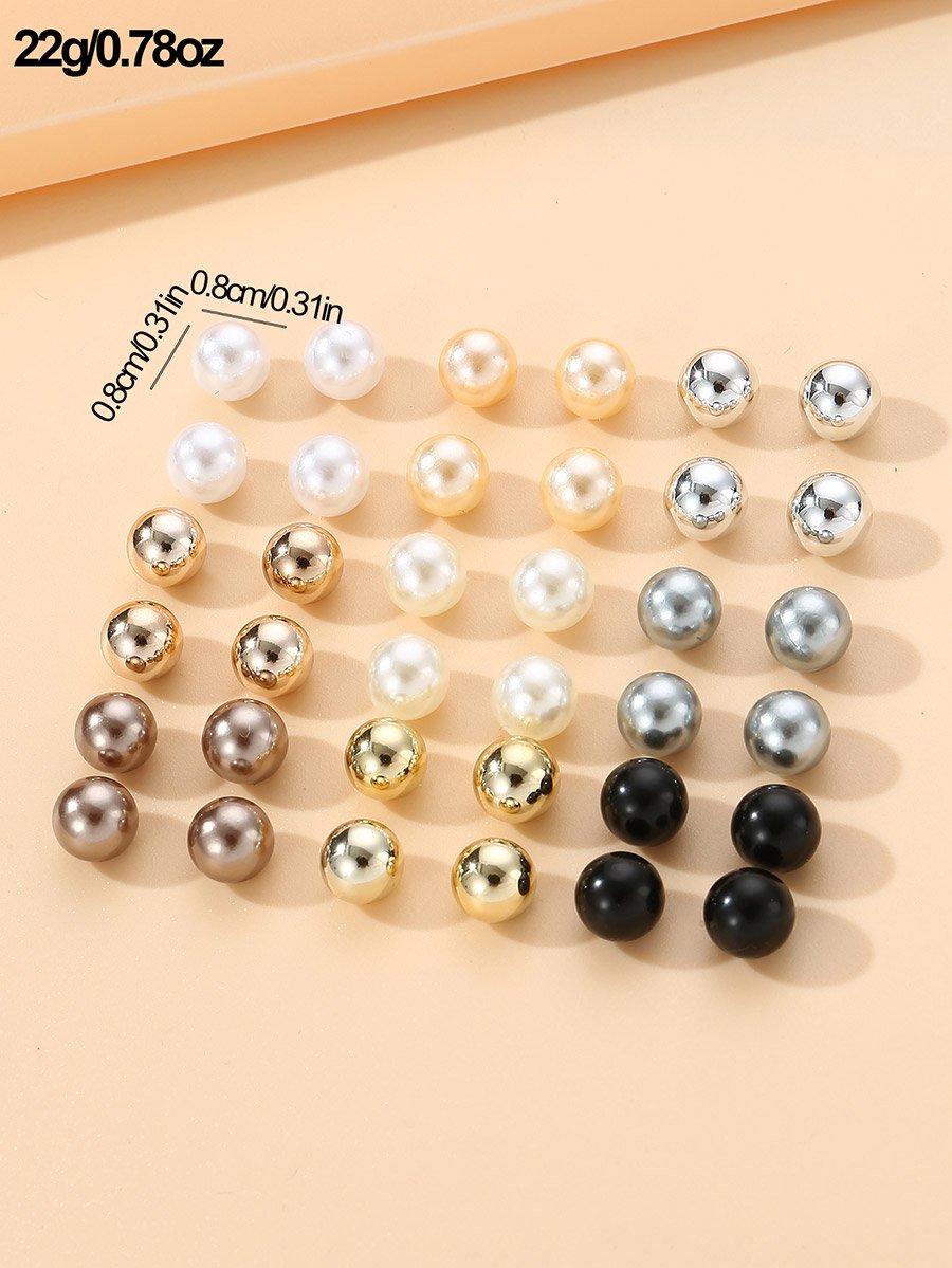 Set of 18 - Faux Pearl Earrings