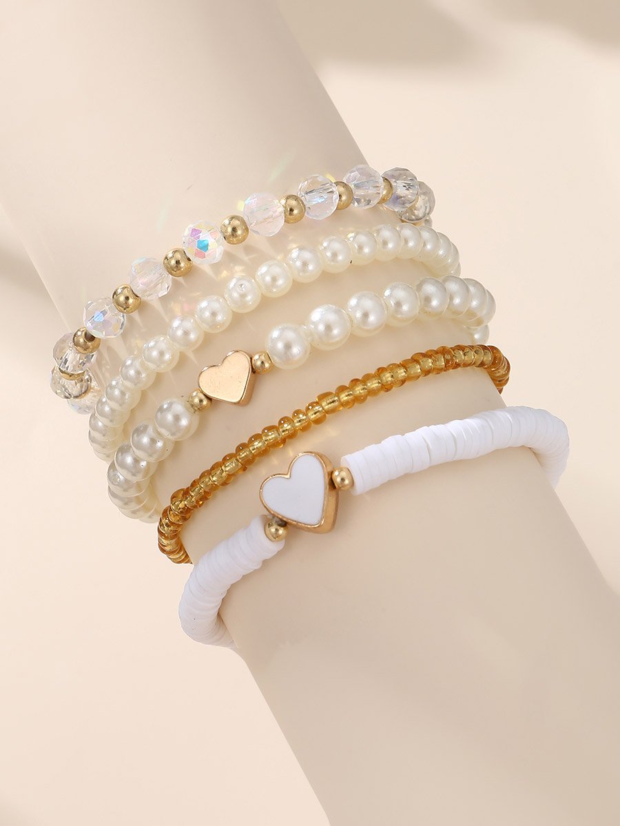 Set of 5 - Embellished Beaded Bracelet