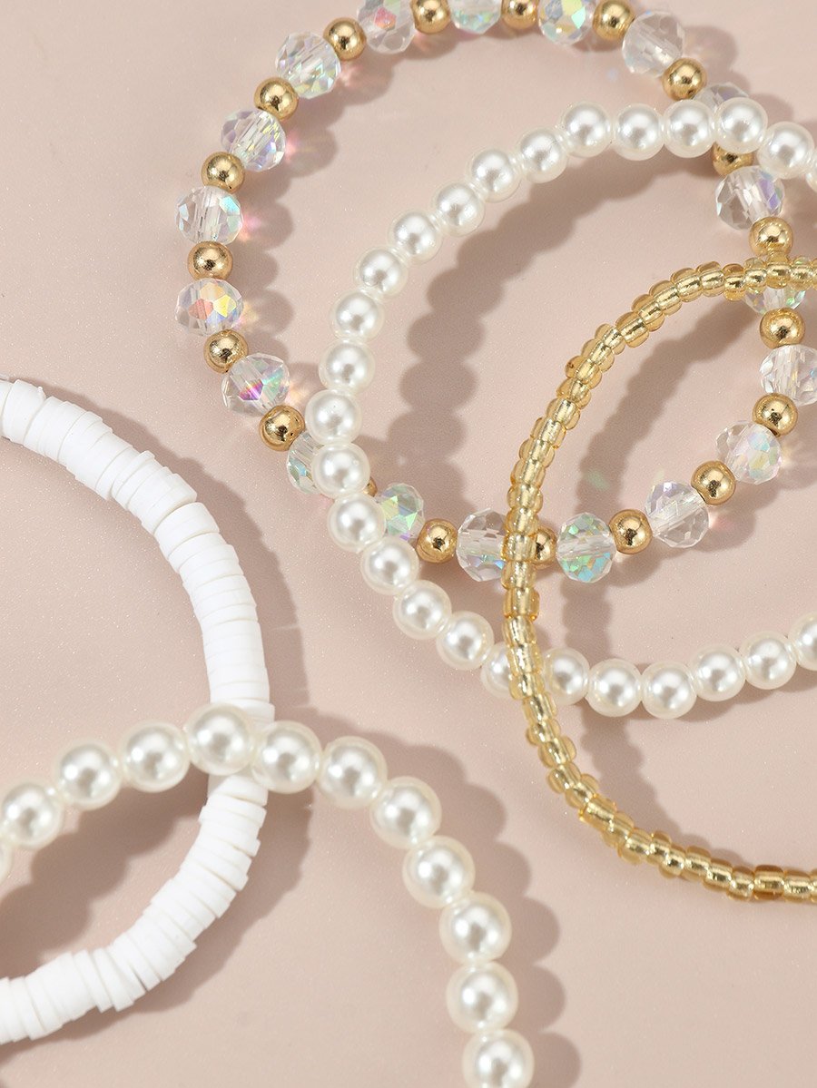 Set of 5 - Embellished Beaded Bracelet