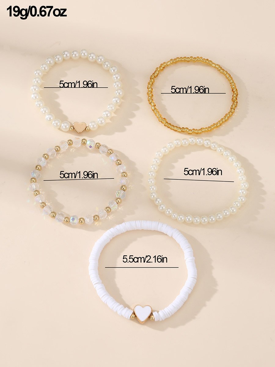 Set of 5 - Embellished Beaded Bracelet