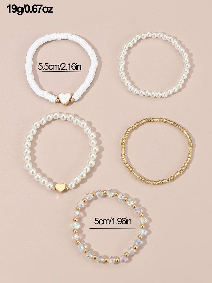 Set of 5 - Embellished Beaded Bracelet