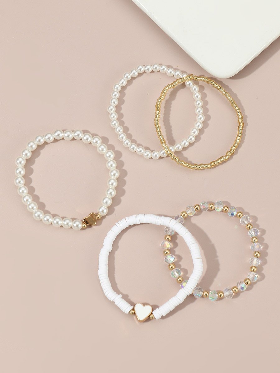 Set of 5 - Embellished Beaded Bracelet