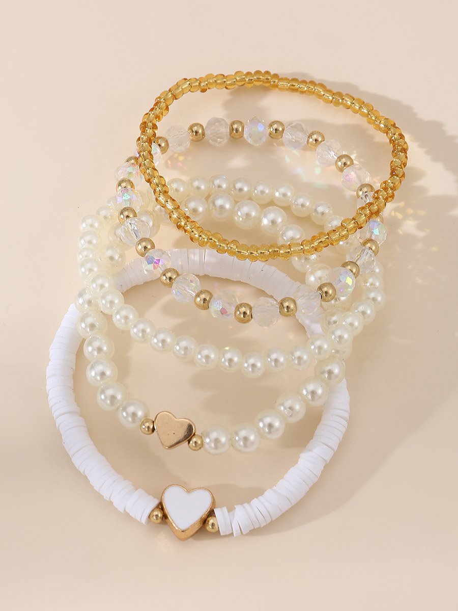 Set of 5 - Embellished Beaded Bracelet