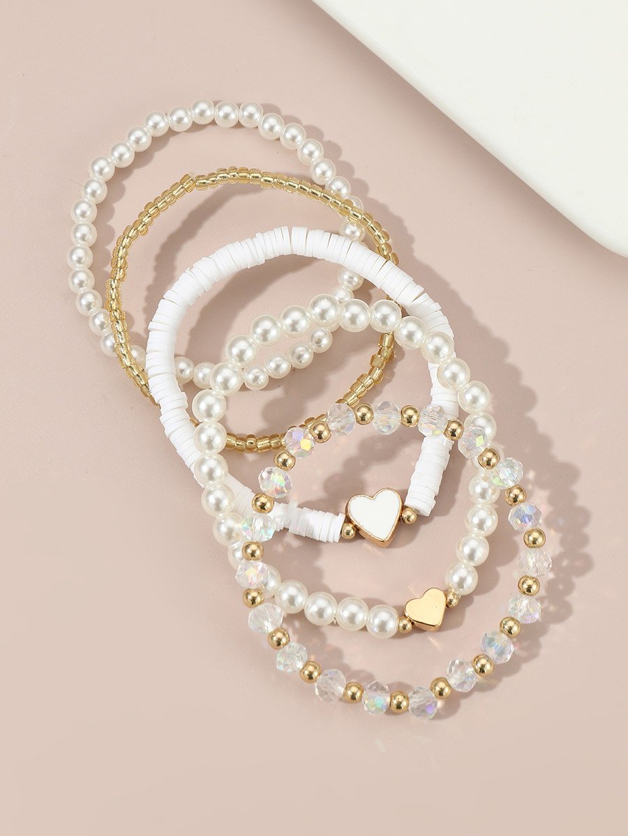 Set of 5 - Embellished Beaded Bracelet