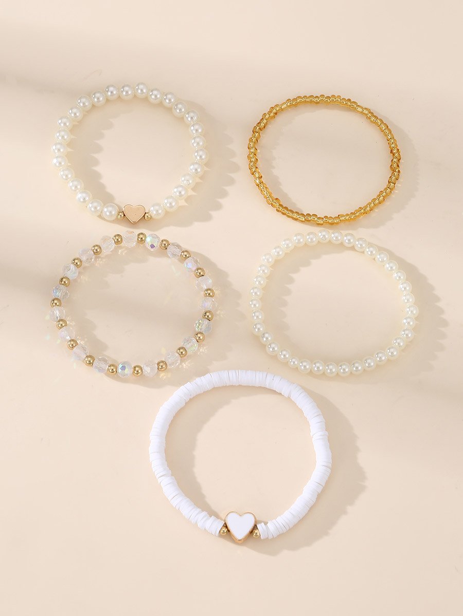 Set of 5 - Embellished Beaded Bracelet