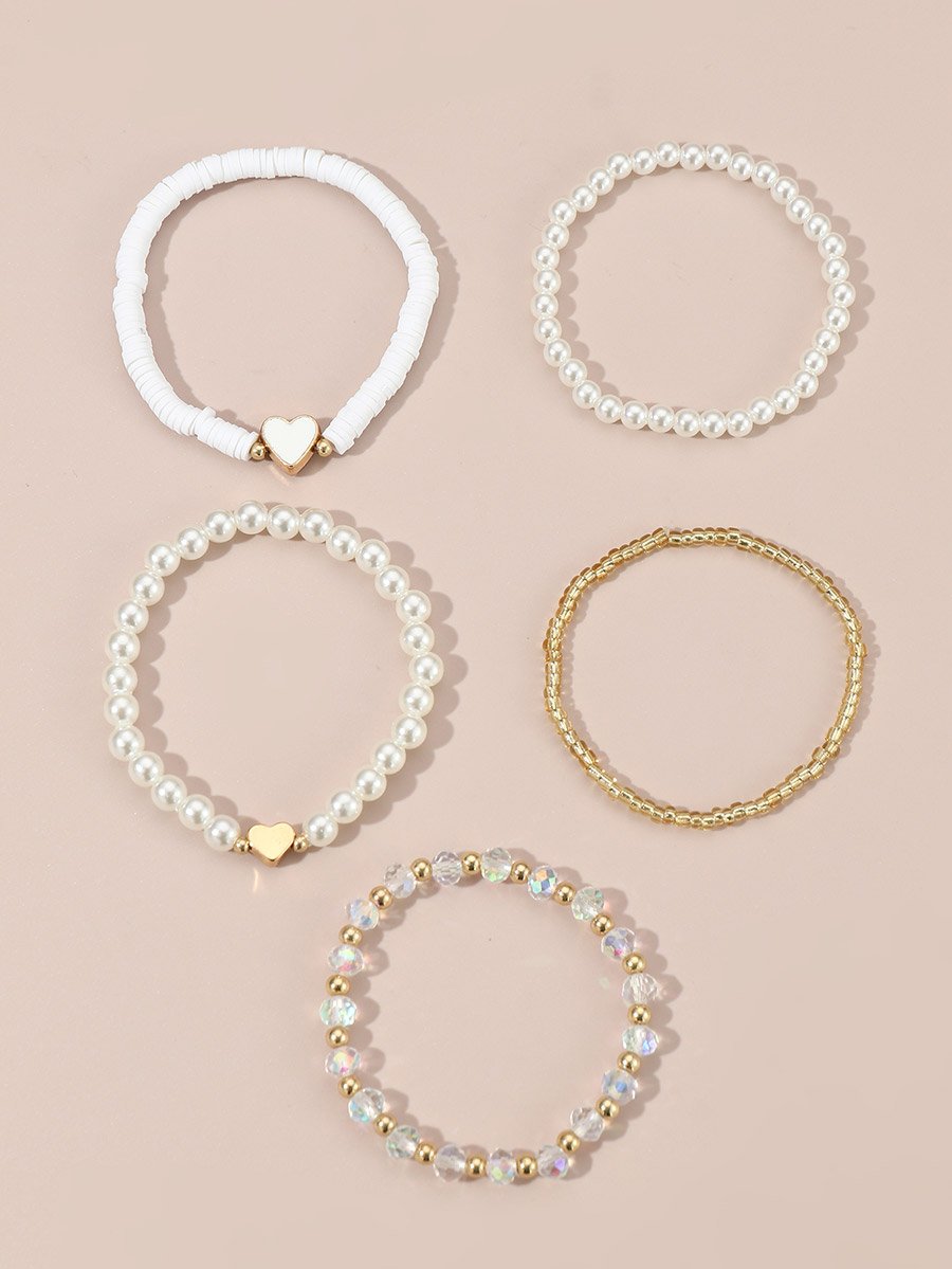 Set of 5 - Embellished Beaded Bracelet