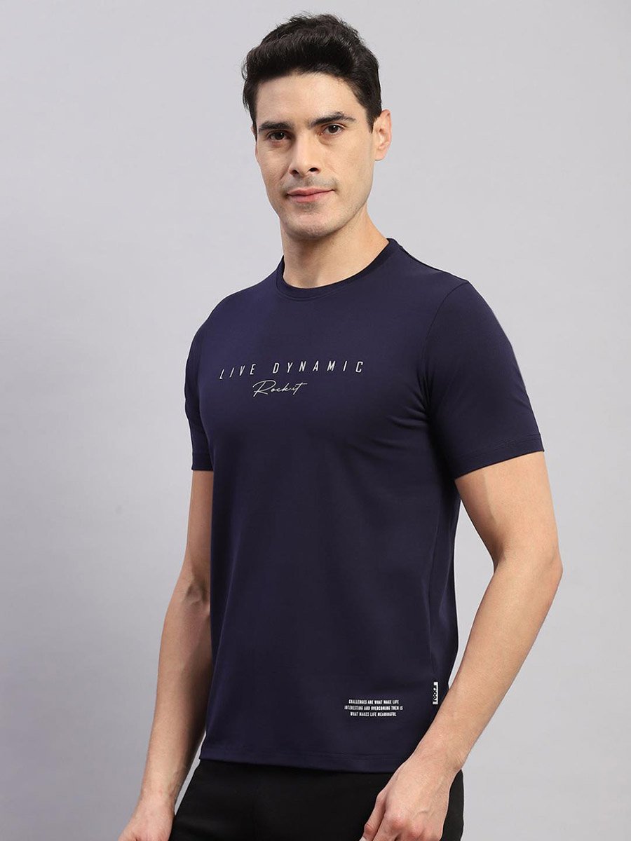Men Navy Blue Printed T-Shirt
