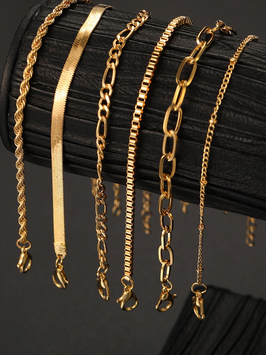 Set of 5 - Textured Chain Bracelet