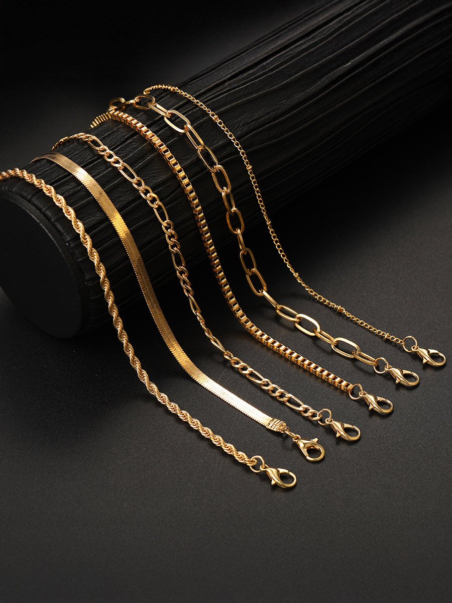 Set of 5 - Textured Chain Bracelet