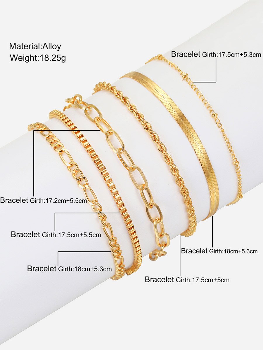 Set of 5 - Textured Chain Bracelet