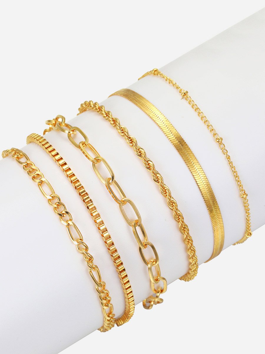 Set of 5 - Textured Chain Bracelet