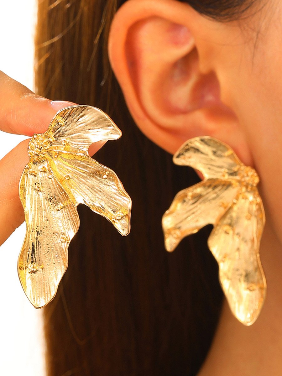 Textured Leaf Shaped Earrings