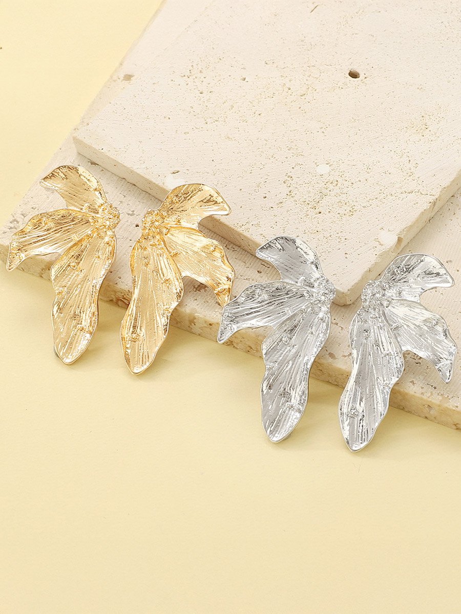 Textured Leaf Shaped Earrings